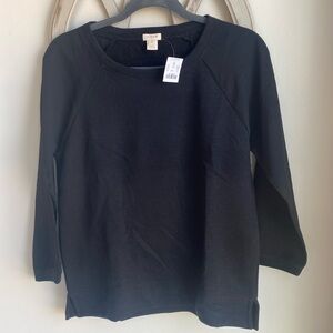 J. Crew  black mix media raglan side slit sweatshirt top size small